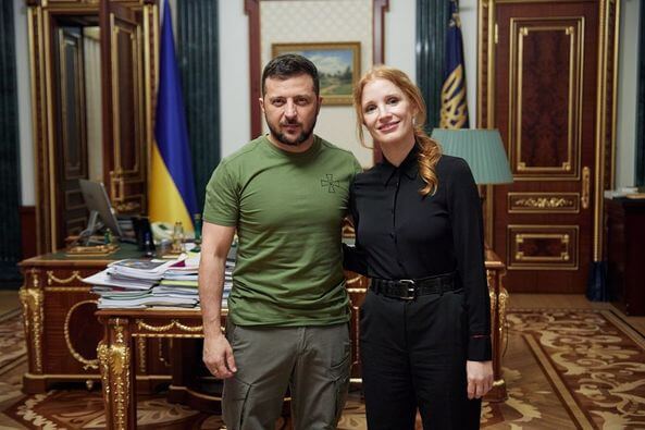 American Actress Jessica Chastain Visited Ukraine